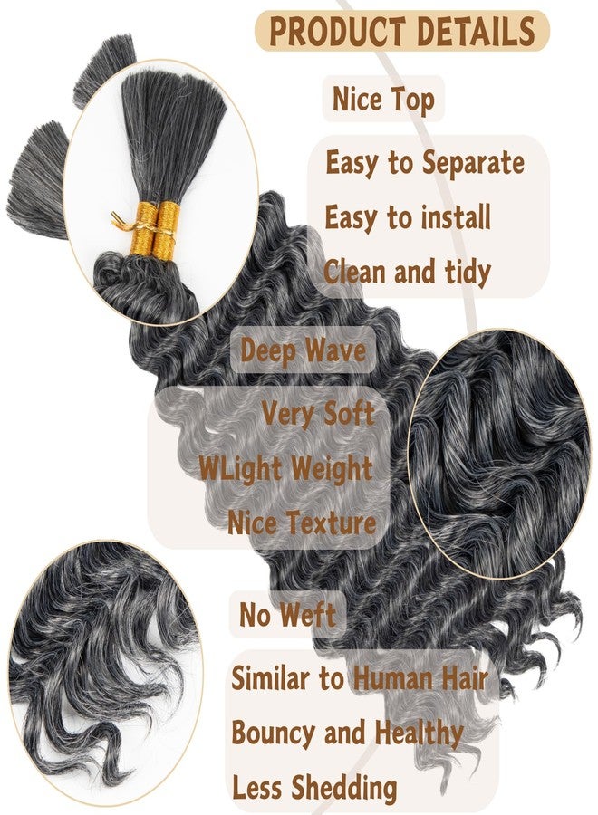 FCHLHFC Boho Hair for Braiding 2Bundle 150g 20 Inch Deep Water Wave Bulk Hair for Braiding No Weft Boho Braids Wet and Wavy Hair Extensions（1B/Grey） - Image 3